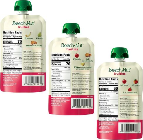 Beech-Nut Baby Food Pouches Variety Pack, NEW Fruit Purees Variety Pack, 3.5 oz (18 Pack) in Saudi Arabia