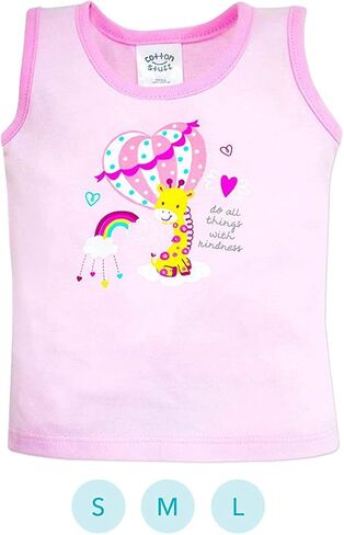 COTTON STUFF Baby Sleeveless Tank Tops 100% Cotton Shirts Undershirts T-Shirts for Girls (Kindness Collection, Pack of 3) in Saudi Arabia