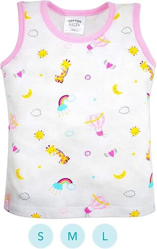 COTTON STUFF Baby Sleeveless Tank Tops 100% Cotton Shirts Undershirts T-Shirts for Girls (Kindness Collection, Pack of 3) in Saudi Arabia