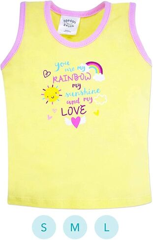COTTON STUFF Baby Sleeveless Tank Tops 100% Cotton Shirts Undershirts T-Shirts for Girls (Kindness Collection, Pack of 3) in Saudi Arabia