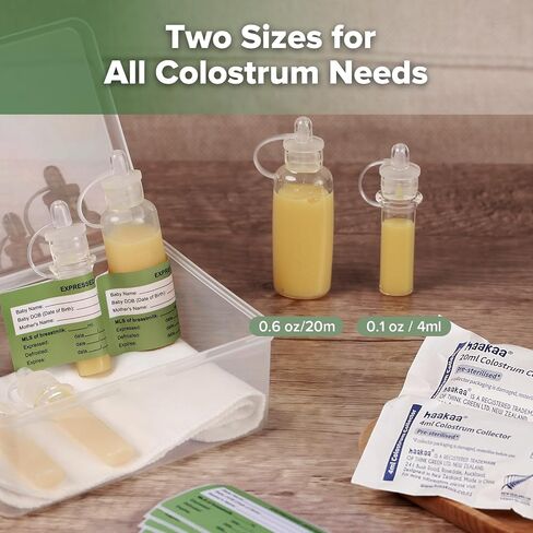 مجموعة Haakaa Colostrum Collector مجموعة من جامع حليب الأم للرضاعة الطبيعية ، والتعبئة الجاهزة للاستخدام ، وقابلة لإعادة الاستخدام ، وخالية من BPA ، ومسح القطن وحالة التخزين (4pcsx4ml+2pcsx20ml) in Kuwait