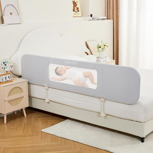 Ciilee Baby Bed Rail for Toddlers Foldable Kids Bed Rails Guard for Queen Bed Adjustable Children Side Railing for Twin Beds Portable Bedrail Safety Barandas para Camas de Niños（Grey,72.83 in in Saudi Arabia