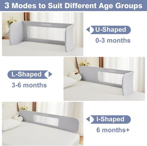 Ciilee Baby Bed Rail for Toddlers Foldable Kids Bed Rails Guard for Queen Bed Adjustable Children Side Railing for Twin Beds Portable Bedrail Safety Barandas para Camas de Niños（Grey,72.83 in in Saudi Arabia