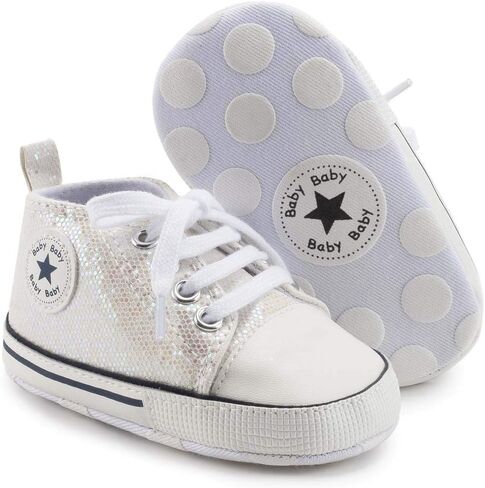 Unisex Baby Girls Boys Canvas High-top Shoes, Newborn Infant Anti-Slip Soft Sole Frist Walking Breathable Sneakers in Saudi Arabia