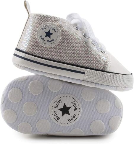 Unisex Baby Girls Boys Canvas High-top Shoes, Newborn Infant Anti-Slip Soft Sole Frist Walking Breathable Sneakers in Saudi Arabia