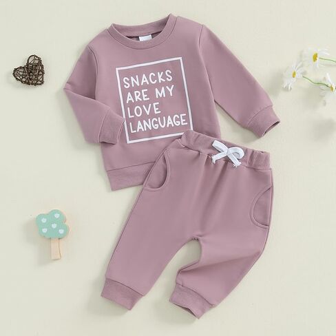 Toddler Baby Girl Fall Clothes Outfits Letter Print Sweatshirt Jogger Pant Clothes Set Cute Fall Winter Outfit in Kuwait