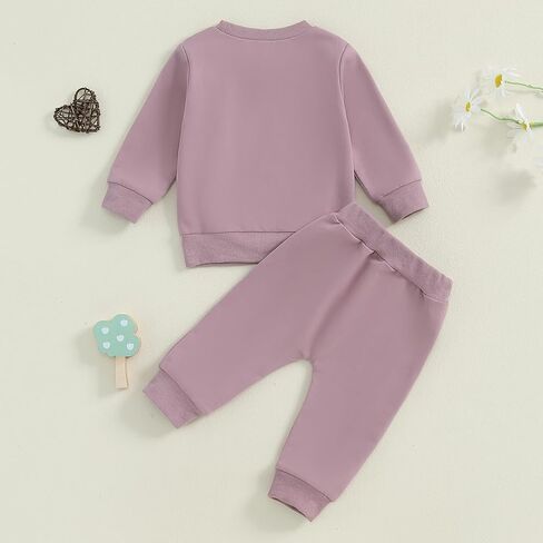Toddler Baby Girl Fall Clothes Outfits Letter Print Sweatshirt Jogger Pant Clothes Set Cute Fall Winter Outfit in Kuwait