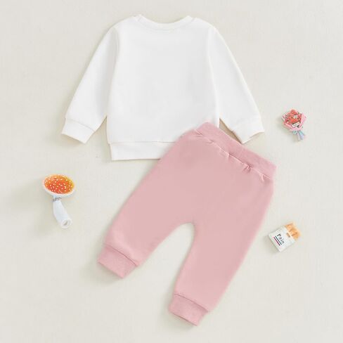 Toddler Baby Girl Fall Clothes Outfits Letter Print Sweatshirt Jogger Pant Clothes Set Cute Fall Winter Outfit in Kuwait