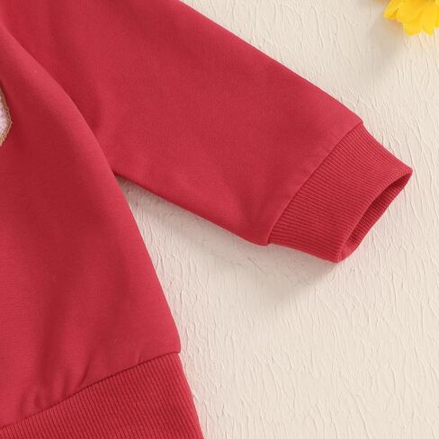 Toddler Baby Girl Valentines Day Outfit Letter Embroidery Crewneck Sweatshirt Top Heart Flare Pants Clothes Set in Kuwait