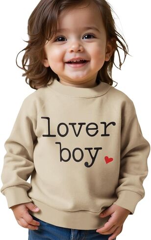 Ritatte Toddler Boy Valentine's Day Sweatshirt Baby Lover Boy Heart Print Sweatshirt Cute Crewneck Long Sleeve Pullover Tops in Saudi Arabia