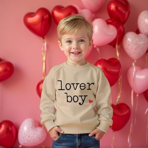 Ritatte Toddler Boy Valentine's Day Sweatshirt Baby Lover Boy Heart Print Sweatshirt Cute Crewneck Long Sleeve Pullover Tops in Saudi Arabia