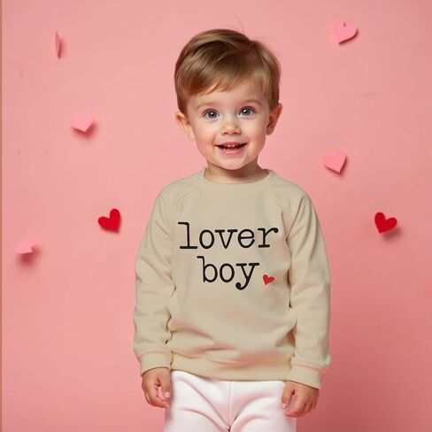 Ritatte Toddler Boy Valentine's Day Sweatshirt Baby Lover Boy Heart Print Sweatshirt Cute Crewneck Long Sleeve Pullover Tops in Saudi Arabia