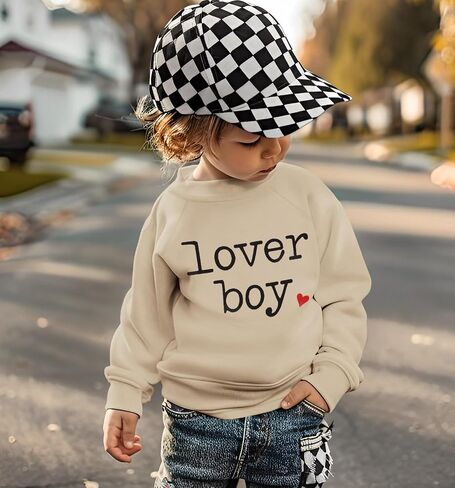 Ritatte Toddler Boy Valentine's Day Sweatshirt Baby Lover Boy Heart Print Sweatshirt Cute Crewneck Long Sleeve Pullover Tops in Saudi Arabia