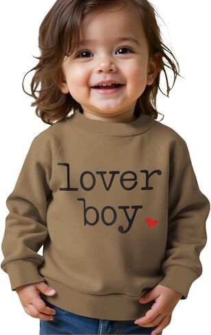 Ritatte Toddler Boy Valentine's Day Sweatshirt Baby Lover Boy Heart Print Sweatshirt Cute Crewneck Long Sleeve Pullover Tops in Saudi Arabia