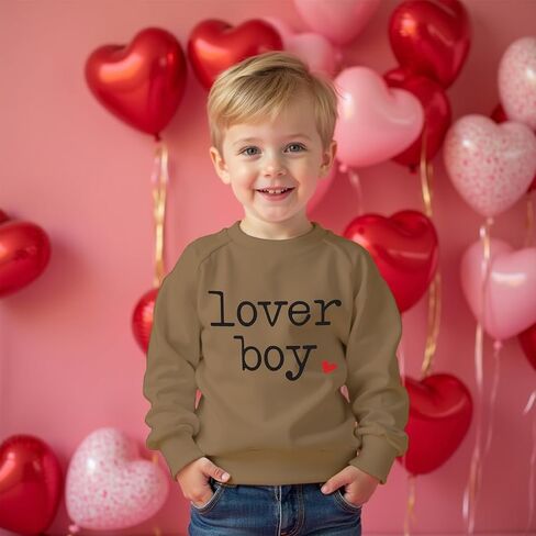 Ritatte Toddler Boy Valentine's Day Sweatshirt Baby Lover Boy Heart Print Sweatshirt Cute Crewneck Long Sleeve Pullover Tops in Saudi Arabia