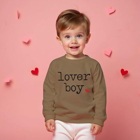 Ritatte Toddler Boy Valentine's Day Sweatshirt Baby Lover Boy Heart Print Sweatshirt Cute Crewneck Long Sleeve Pullover Tops in Saudi Arabia