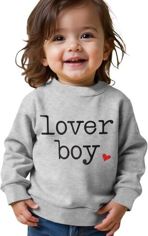 Ritatte Toddler Boy Valentine's Day Sweatshirt Baby Lover Boy Heart Print Sweatshirt Cute Crewneck Long Sleeve Pullover Tops in Kuwait