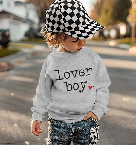Ritatte Toddler Boy Valentine's Day Sweatshirt Baby Lover Boy Heart Print Sweatshirt Cute Crewneck Long Sleeve Pullover Tops in Kuwait