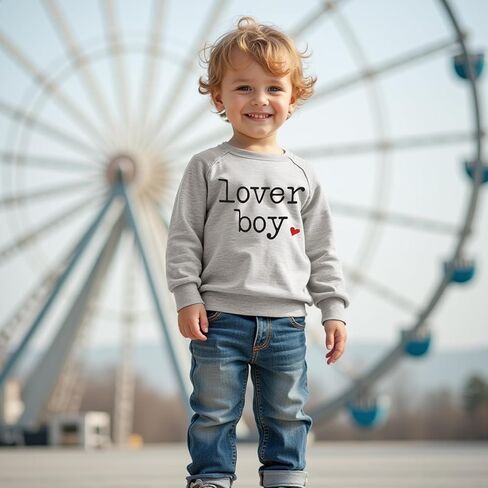 Ritatte Toddler Boy Valentine's Day Sweatshirt Baby Lover Boy Heart Print Sweatshirt Cute Crewneck Long Sleeve Pullover Tops in Kuwait