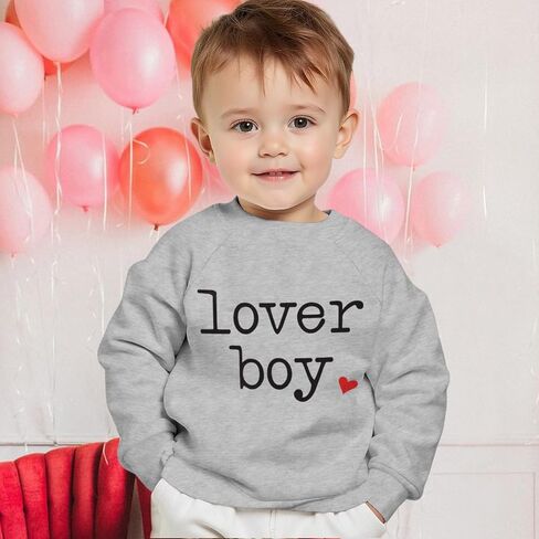 Ritatte Toddler Boy Valentine's Day Sweatshirt Baby Lover Boy Heart Print Sweatshirt Cute Crewneck Long Sleeve Pullover Tops in Kuwait
