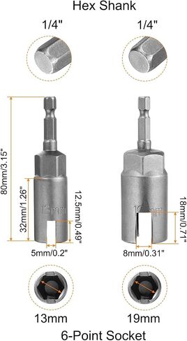 Harfington 2pcs hex nut driver brick pret 13mm 19mm 6-points Socket 1/4 "Hex Shank Nut Setter CR-V Steel Change Nut for Power Drills Drvers in Saudi Arabia