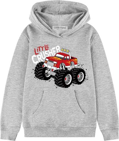Little Hand Kids Dinosaur Hoodies for Boys Monster Truck Pullover Toddler Tractor Hooded Sweatshirt Active Shirts 2-7 Year in Kuwait