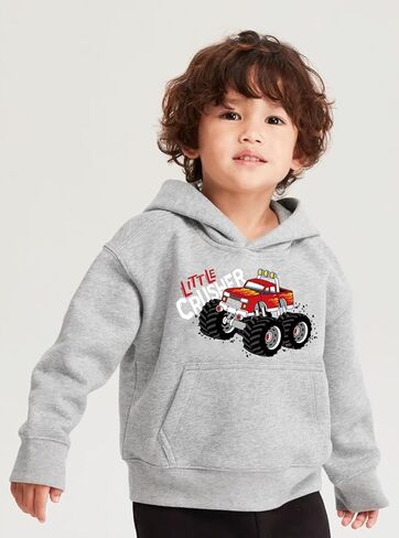 Little Hand Kids Dinosaur Hoodies for Boys Monster Truck Pullover Toddler Tractor Hooded Sweatshirt Active Shirts 2-7 Year in Kuwait