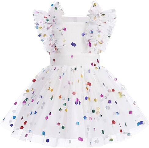 AWIBMK Baby Girls 1st Birthday Outfit Colorful Polka Dots Princess Tutu Dress Cake Smash Clothes for Photo Shoot in Saudi Arabia