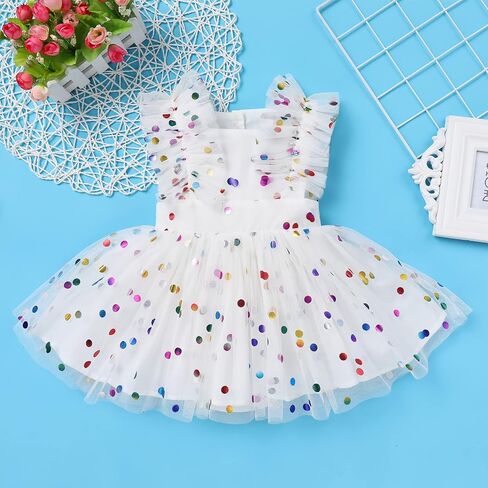 AWIBMK Baby Girls 1st Birthday Outfit Colorful Polka Dots Princess Tutu Dress Cake Smash Clothes for Photo Shoot in Saudi Arabia