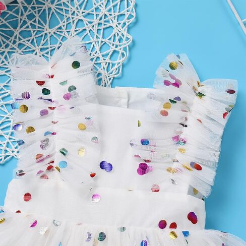 AWIBMK Baby Girls 1st Birthday Outfit Colorful Polka Dots Princess Tutu Dress Cake Smash Clothes for Photo Shoot in Saudi Arabia