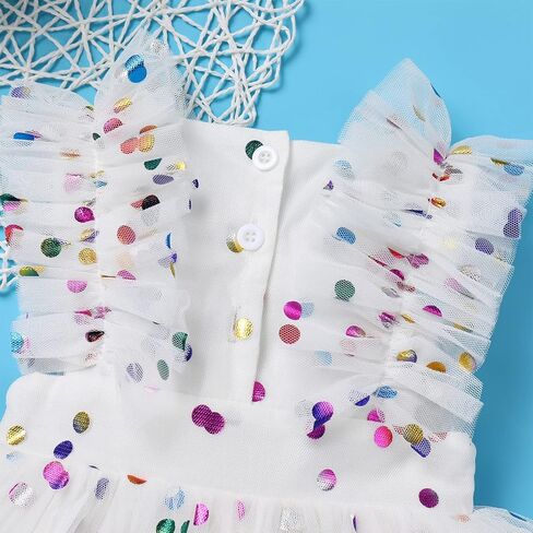 AWIBMK Baby Girls 1st Birthday Outfit Colorful Polka Dots Princess Tutu Dress Cake Smash Clothes for Photo Shoot in Saudi Arabia