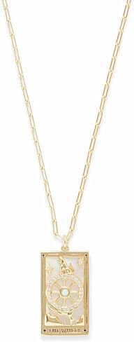 عقد بقلادة على شكل بطاقة التارو من Rocksbox - قلادة سلسلة ذهبية للنساء - طلاء ذهب عيار 14 قيراط - مجوهرات عالية الجودة - 20 بوصة مع موسع in Kuwait