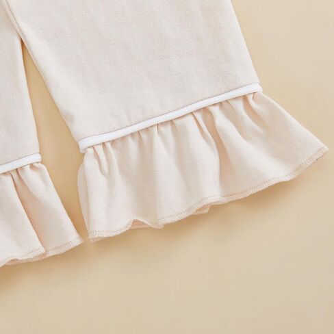 Sayoo Toddler Baby Girls Christmas Valentines Pajamas مجموعة Frill Trim Trim Shend Hend Button أسفل السراويل 2pcs ملابس النوم in Kuwait