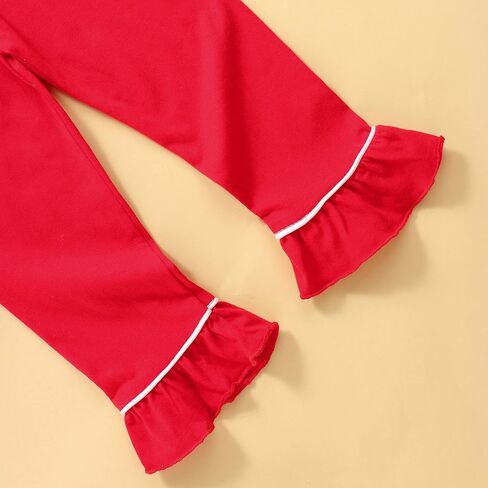 Sayoo Toddler Baby Girls Christmas Valentines Pajamas مجموعة Frill Trim Trim Shend Hend Button أسفل السراويل 2pcs ملابس النوم in Kuwait