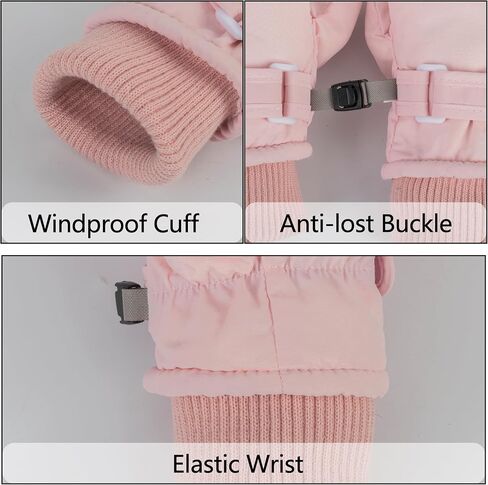 INOGIH Kids Toddler Snow Mittens Winter Cold Weather Fleece WarmWater-repellent Ski-Mittens for Baby Girls Boys in Saudi Arabia