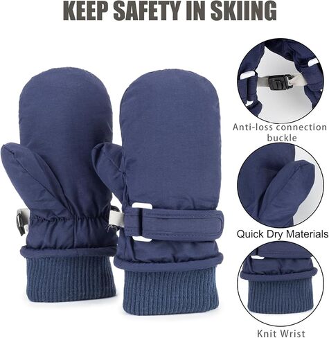 Kids Waterproof Ski Snow Mittens - Winter Warm Fleece Gloves for Boys Girls Cold Weather (for 4-8 years) in Kuwait