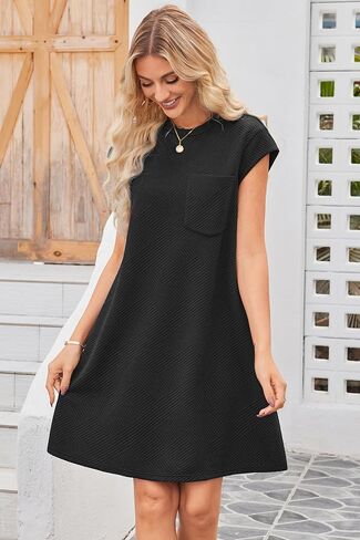 OUGES Women's 2025 Spring Mini Maternity Dress Cap Sleeve Casual Loose Basic T Shirt Dresses with Pockets in Kuwait