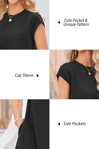 OUGES Women's 2025 Spring Mini Maternity Dress Cap Sleeve Casual Loose Basic T Shirt Dresses with Pockets in Kuwait