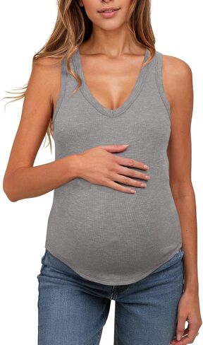 UNCLECAT Women's Maternity Tank Tops Summer V-Neck Sleeveless Pregnancy Clothes Casual Basic Shirt in Saudi Arabia
