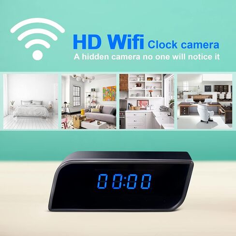 Clock Camera - Clof HD 1085P WIFI Clock مع الكاميرا ، كاميرا مربية مخفية مراجعة مع فيديو واضح للفيديو ليلي رؤية للأمن الداخلي المنزلي in Kuwait