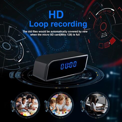 Clock Camera - Clof HD 1085P WIFI Clock مع الكاميرا ، كاميرا مربية مخفية مراجعة مع فيديو واضح للفيديو ليلي رؤية للأمن الداخلي المنزلي in Kuwait
