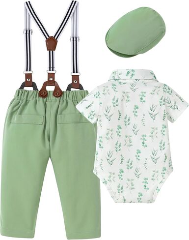 Zoerea Baby Boy Suity Gentleman Outfit Entgant Ituxedo Tuxedo Short Sleeve Dress Shirt+Semarender Pants+Bowtie+Hat 0-18m in Saudi Arabia