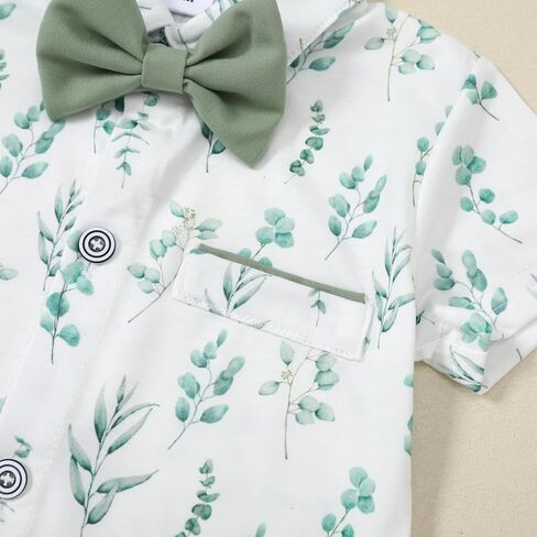 Zoerea Baby Boy Suity Gentleman Outfit Entgant Ituxedo Tuxedo Short Sleeve Dress Shirt+Semarender Pants+Bowtie+Hat 0-18m in Saudi Arabia