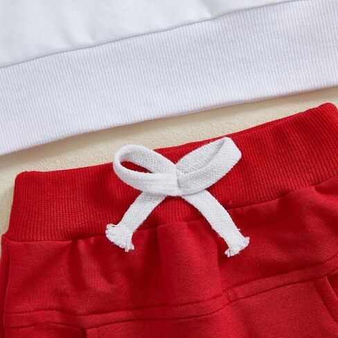 Toddler Baby Boy Valentines Day Outfit Embroidery Long Sleeve Sweatshirt and Pants Set Infant Fall Winter Clothes in Kuwait