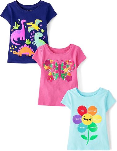 The Children's Place Baby Girls' and Toddler Assorted Everyday Short Sleeve Graphic T-Shirts,multipacks in Saudi Arabia