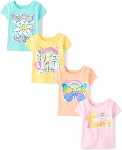 The Children's Place Baby Girls' and Toddler Assorted Everyday Short Sleeve Graphic T-Shirts,multipacks in Saudi Arabia