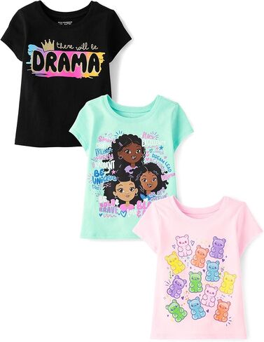 The Children's Place Baby Girls' and Toddler Assorted Everyday Short Sleeve Graphic T-Shirts,multipacks in Saudi Arabia