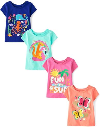 The Children's Place Baby Girls' and Toddler Assorted Everyday Short Sleeve Graphic T-Shirts,multipacks in Saudi Arabia