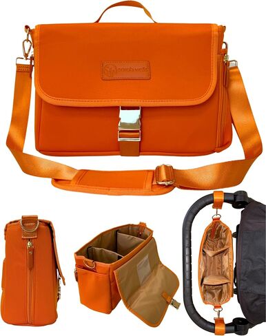 Sarah Wells "Maddy Caddy Breast Pump Bag - Stroller Caddy - Insulated Neoprene - Luggage Sleeve - Adjustable Pockets - Crossbody (Black XOXO) in Saudi Arabia