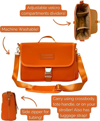 Sarah Wells "Maddy Caddy Breast Pump Bag - Stroller Caddy - Insulated Neoprene - Luggage Sleeve - Adjustable Pockets - Crossbody (Black XOXO) in Saudi Arabia
